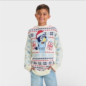 NWT Boys' Bluey Holiday Sweater and Shawl - Ivory size Medium